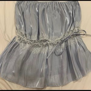 FP shiny periwinkle tube top with lace detail